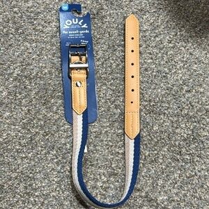 Youly Dog Collar Blue Tan Stripe Medium NWT